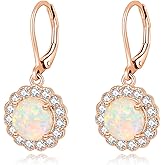 CiNily Leverback Opal Dangle Drop Earrings For Women Girls 14K Gold Plated Teardrop Earrings