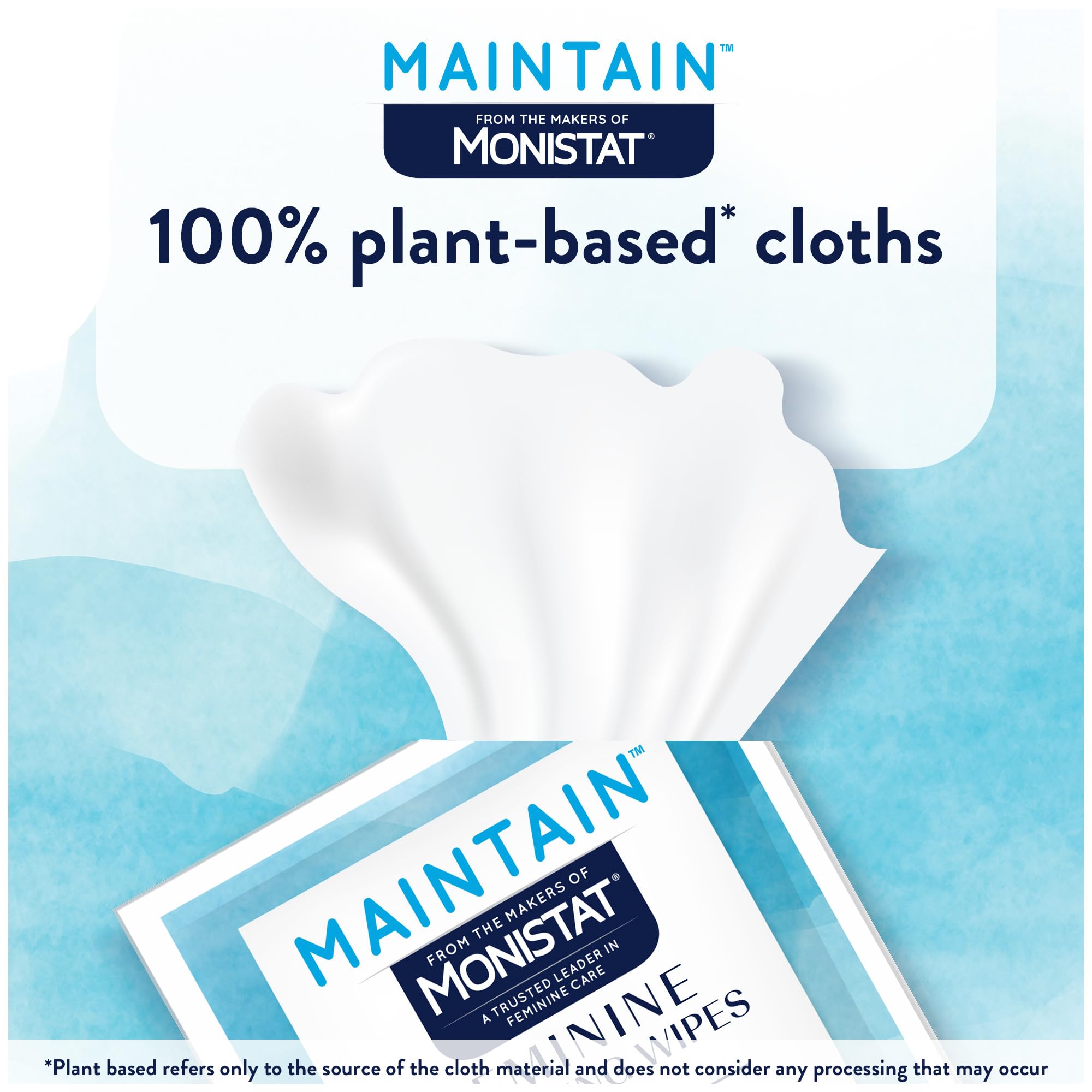 Monistat Maintain Feminine Wipes with Boric Acid for Feminine Care, Fragrance Free, 12 Ct