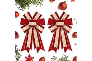 Hying 2 Pieces Christmas Bows for Wreath, Christmas Wreath Bow Glitter Red Golden Bows Winter Xmas Craft Bows Ornaments for Front Door New Year Christmas Party Decoration Supplies