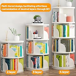 Cuguords Rotating Bookshelf Tower,Corner Bookshelf