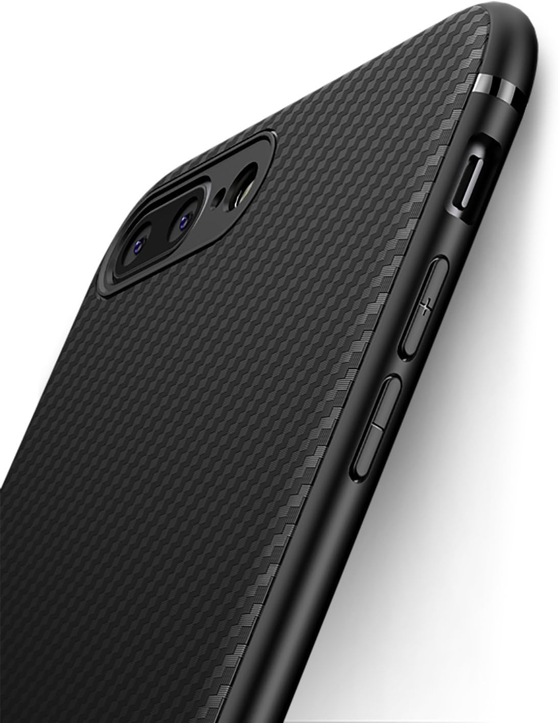 iPhone 8 plus Case iPhone 7 plus Case,Jecent [Carbon Fiber Texture Design] Light ShockProof Brushed Rugged Grip Cover Slim Simple Stylish Soft TPU Silicone Bumper Case for iPhone 7 plus/8 plus (Black)