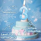 mciskin Snowflake Number 4 Birthday Candle Blue White Frozen Snow Topper view 2