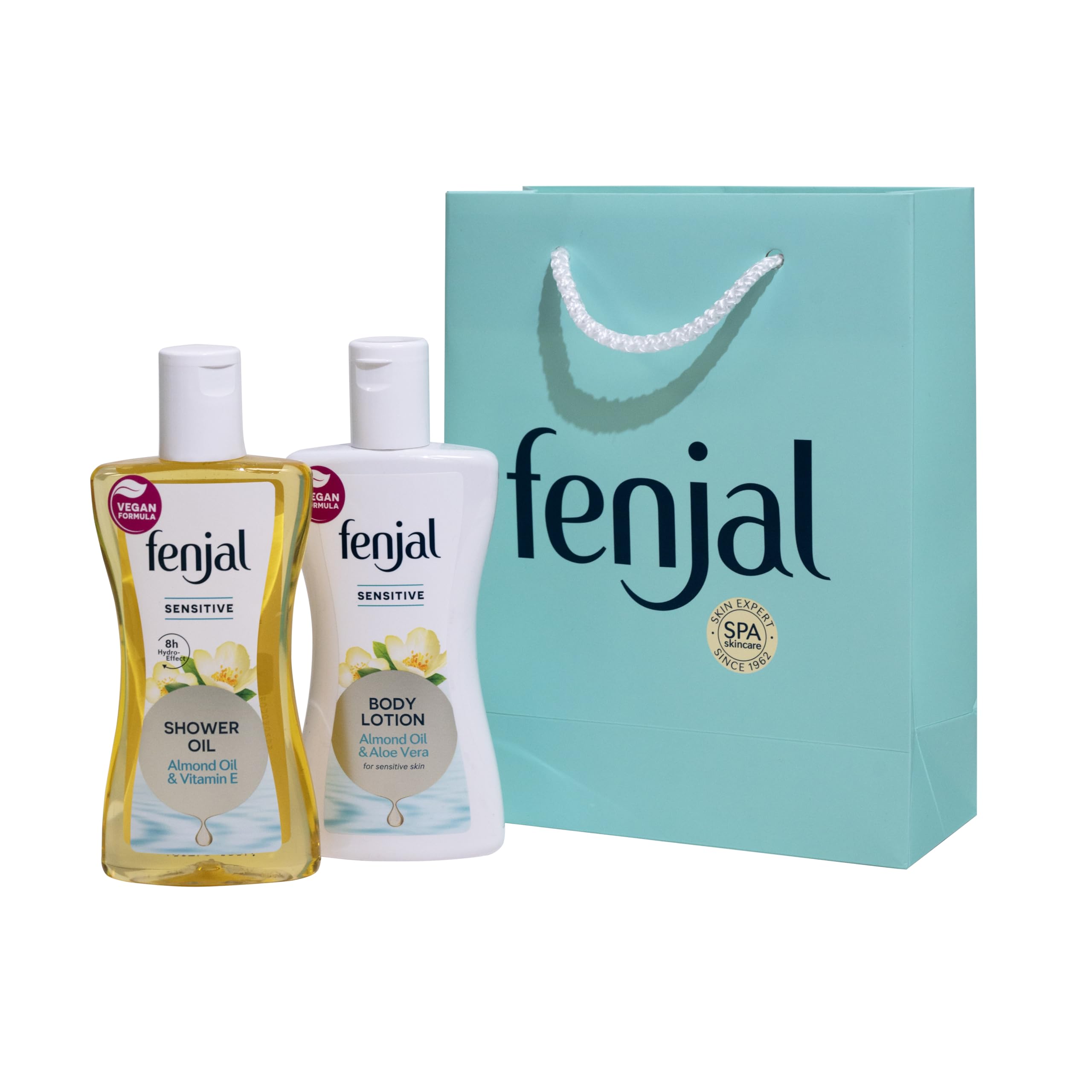 Fenjal Sensitive Cleanse & Hydrate Gift Set | Shower oil - 225ml | Body Lotion - 200ml|Perfect Blend of Fresh Lily and Apple Jasmine with Sparkling freshness of Lemon