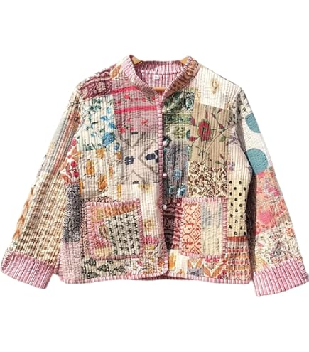 INDACORIFY Indian Assorted Patchwork Jacket, Reversible Winter