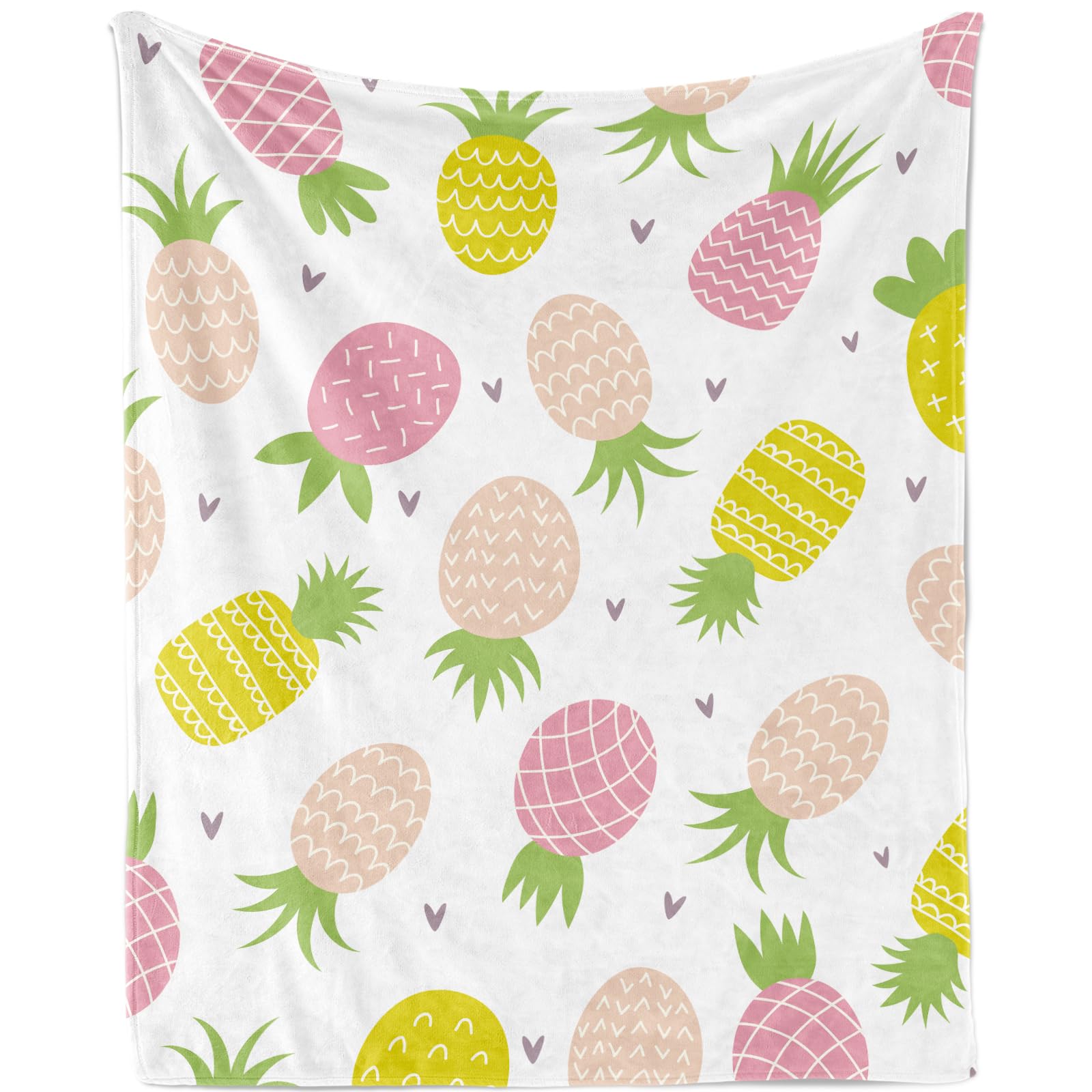 Pineapple Blanket for Kids, Pineapple Throw Blankets for Girls, Soft Cozy Pineapple Fruit Flannel Fleece Blankets for Fruit Lovers, Lightweight Fuzzy Pineapple Blanket for Couch Sofa Bed, 100x130cm