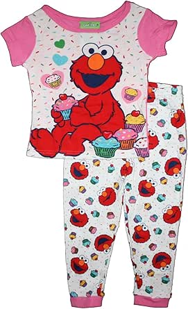 Amazon.com: Sesame Street Elmo Toddler Girls Cotton Sleepwear Set: Clothing