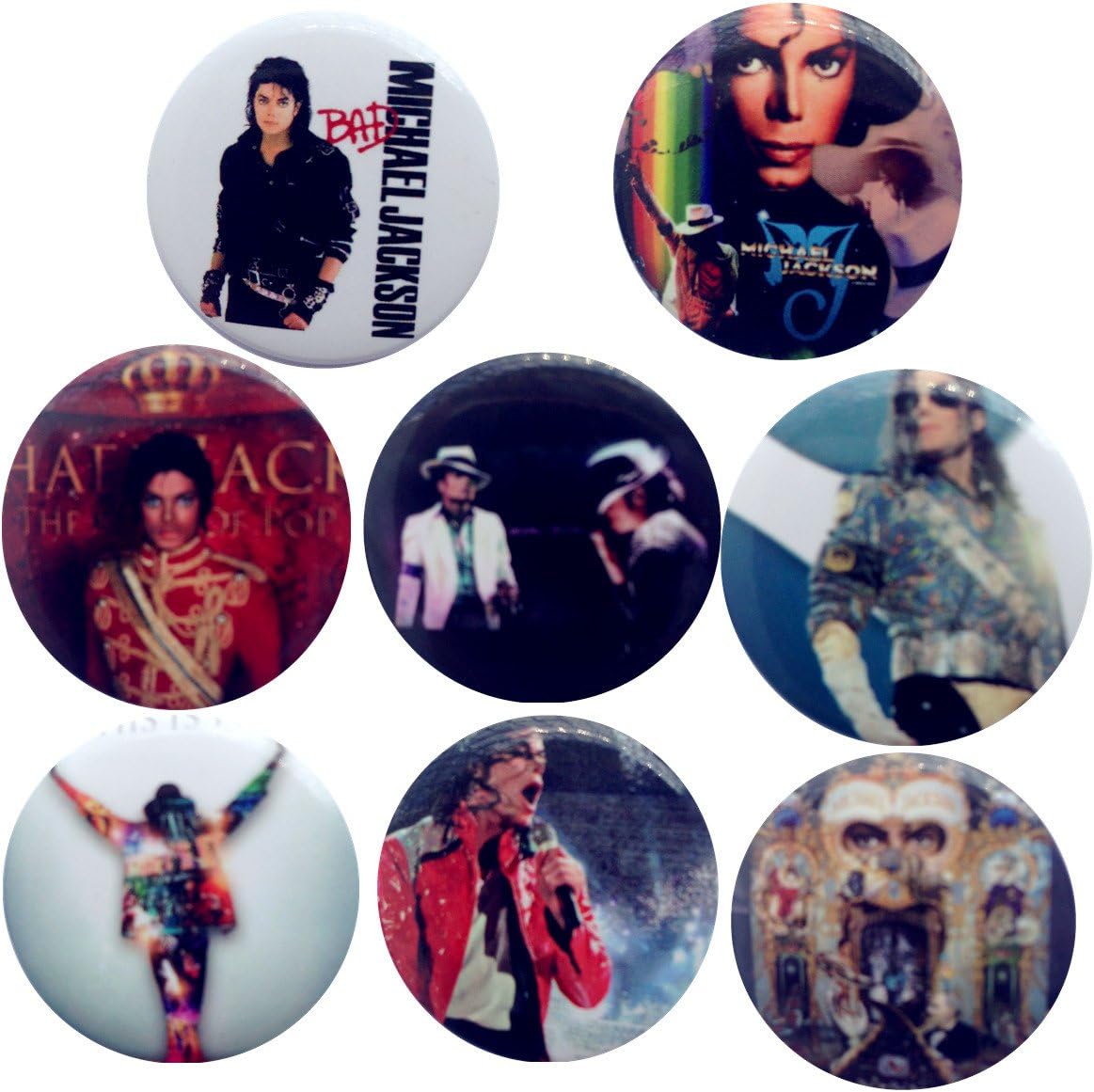 Michael Jackson 1 1/4 Badge Button Pin Pinback Button Set, 8-pcs