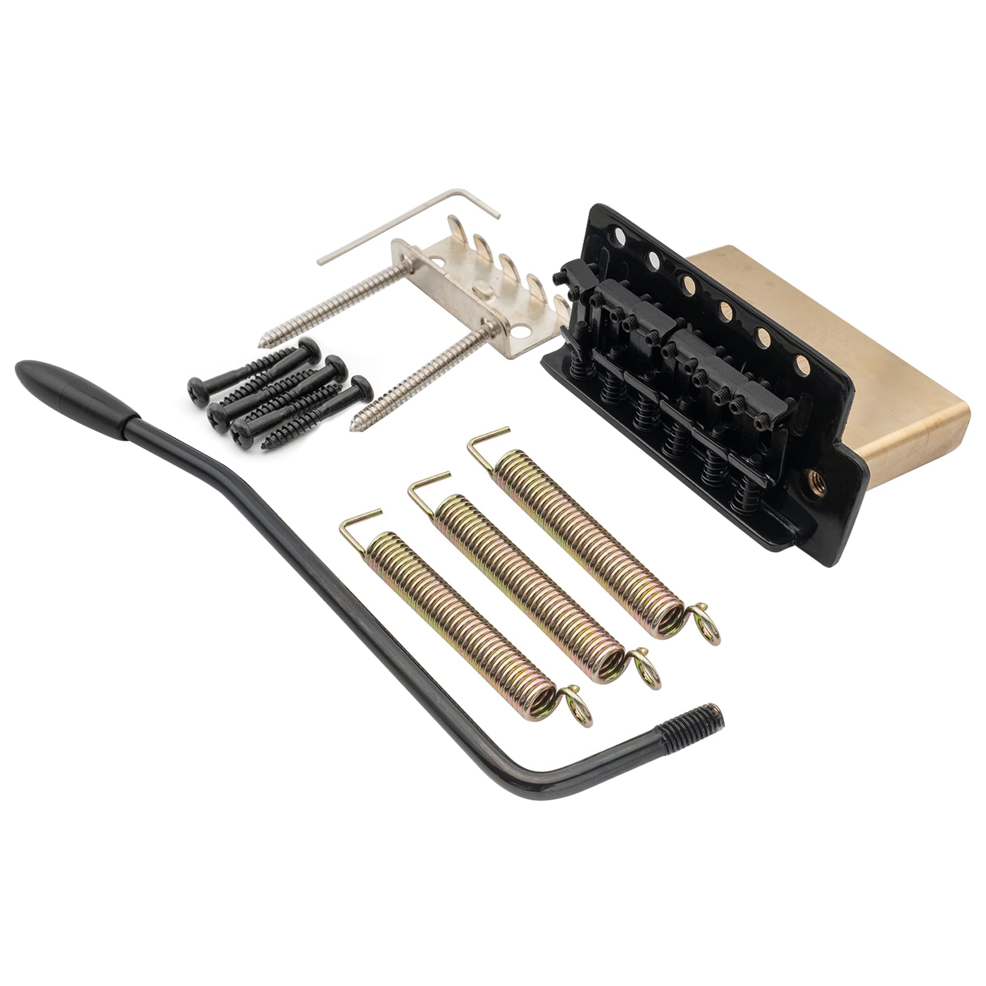 Musiclily Pro 52.5mm Vintage 6-Screw Tremolo Bridge 40mm Solid Brass Block for Squier Strat Style Electric Guitar, Black