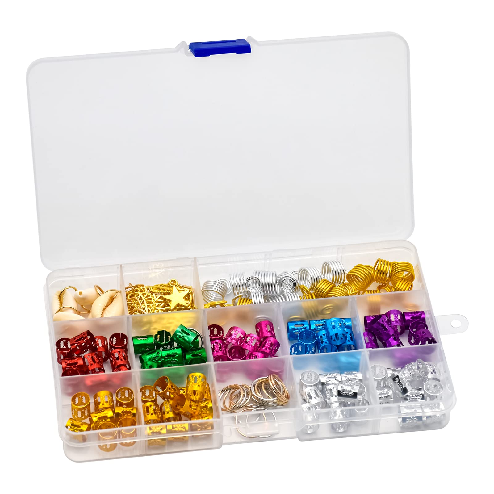 Skyzone Hair Jewellery for Women - Braids Accessories, 150PCS Dreadlocks Including Metal Cuffs, Hair Rings, Shell Charms, Star Braiding Pendants, Clips