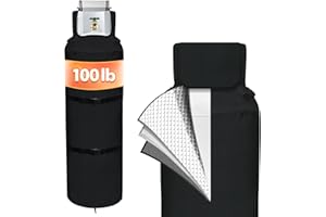 TWAKAP 100 lb Propane Tank Cover, 600D Heavy-Duty 3 Layer Insulated Propane Tank Cover, Frost-Proof and UV-Resistant, with Top Opening Design and Waterproof Zipper, Black