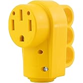 PEAKTOW PTR0154 Heavy Duty 50Amp 125/250V RV Replacement Female Plug Receptacle Adapter with Ergonomic Handle ETL Listed