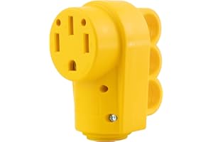 PEAKTOW PTR0154 Heavy Duty 50Amp 125/250V RV Replacement Female Plug Receptacle Adapter with Ergonomic Handle ETL Listed