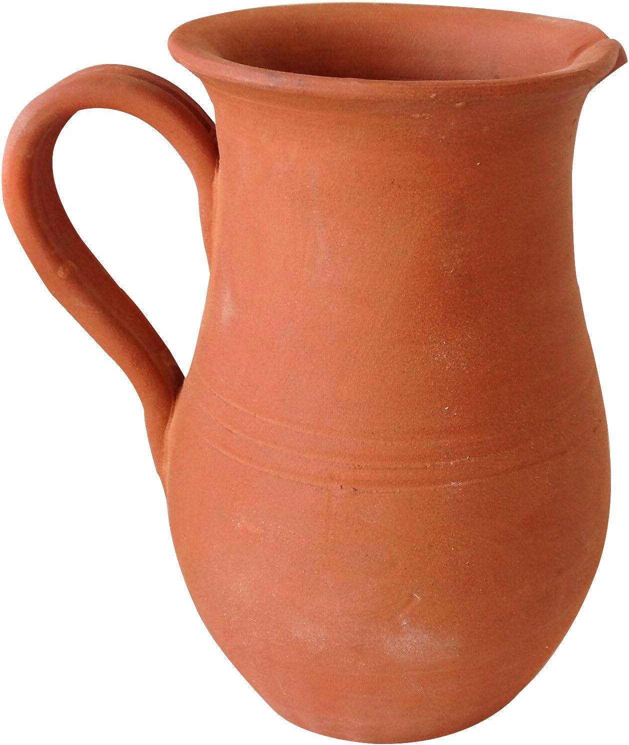 Hand Thrown Heavy Terra Cotta Pitcher Shaped Planter with Large Handle for Indoor or Outdoor