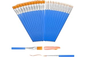 BLABLAOVY Small Paint Brush, 80 Pcs Flat & Round Acrylic Paint Brushes Bulk for Touch Up Watercolor Oil Canvas Face Painting, Paint Brushes for Kids Classroom Students and Paint Parties