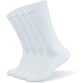 Well Knitting Loose Men's Diabetic Crew Socks,Non-Binding Top,Seamless Toe,Semi Cushion,Breathable Soft Coolmax Socks 4 Pairs