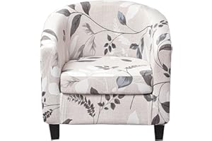 CRFATOP 2 Piece Club Chair Slipcover Stretch Barrel Chair Covers Printed Tub Chair Slipcovers Soft Armchair Sofa Cover Removable Couch Furniture Protector Arm Chair Cover for Living Room,D23