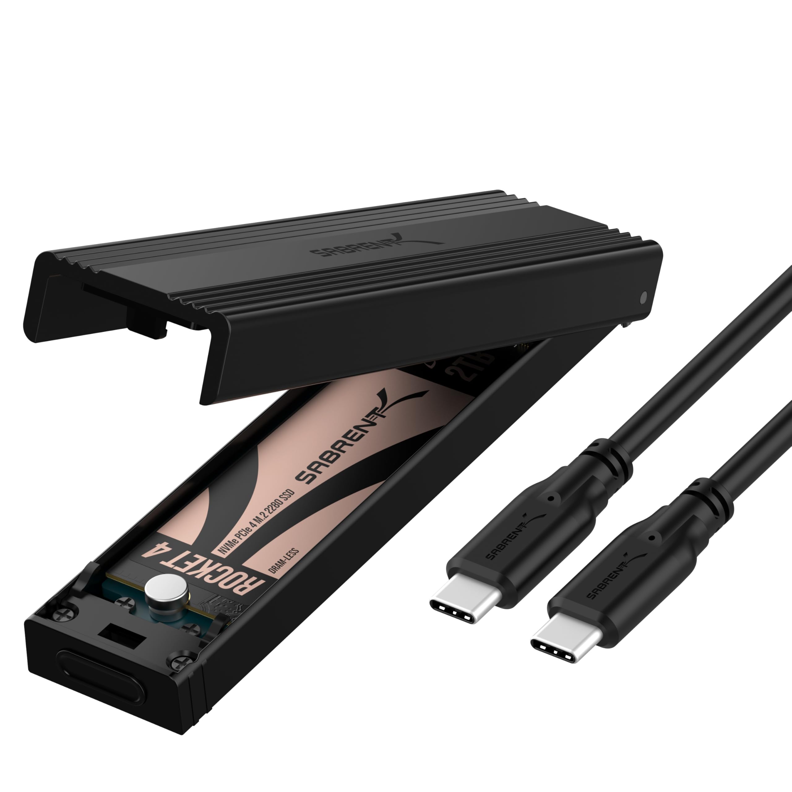 SABRENT M.2 NVMe Enclosure, Tool Free NVMe and SATA, 10Gbps External SSD Enclosure, Reusable Thermal Pad, Compatible with 2230 2242 2260 2280 (EC-SNVE)