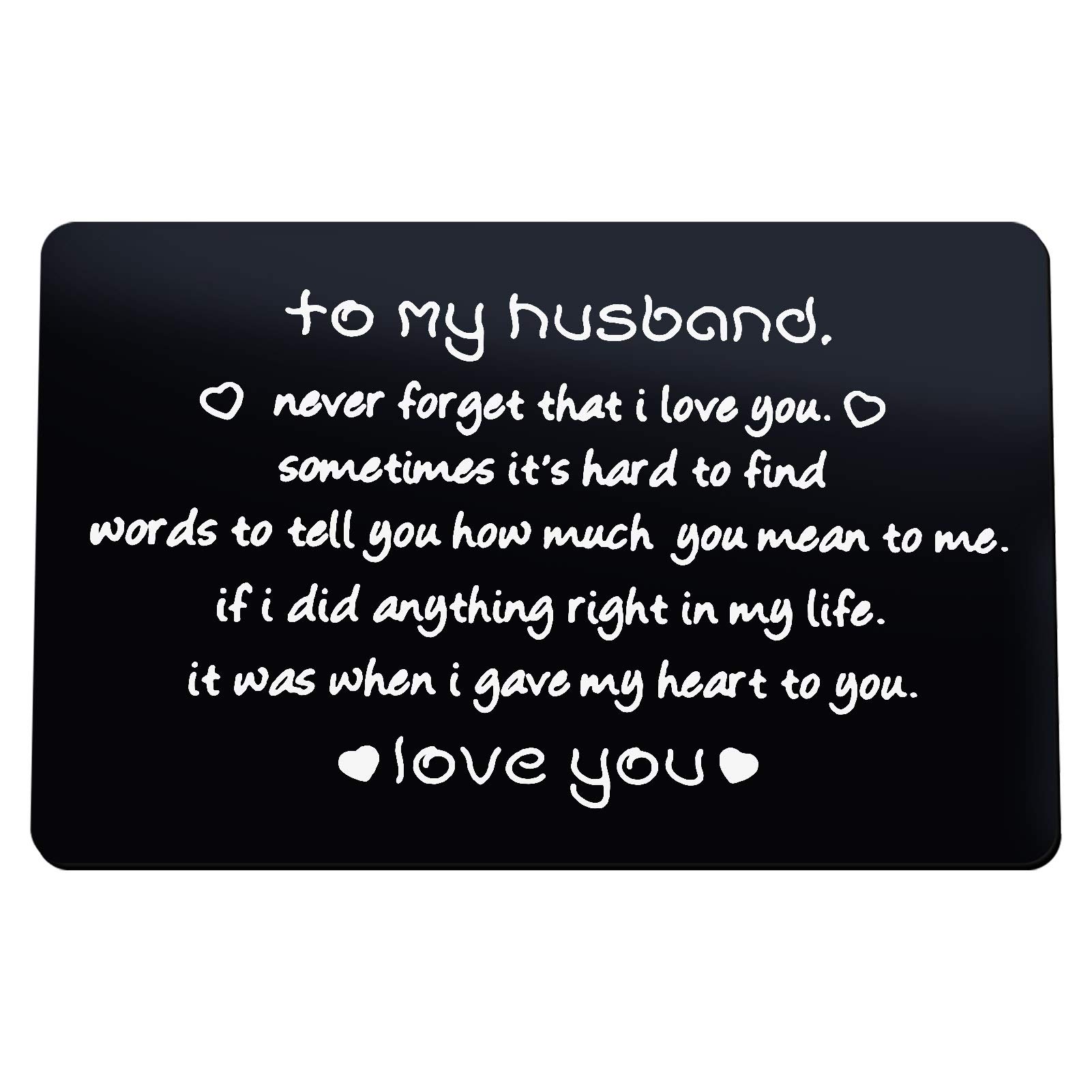 To My Husband Wallet Card Engraved Wallet Insert card for Men Wedding Anniversary Card Gifts for Husband Romantic Gifts for Him Groom's Gifts for Boyfriend Husband Gifts from Wife Fiance Birthday Gift