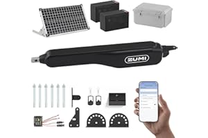 ZUMI Smart Solar Gate Openerfor Gates up to 1100lb 20ft, App Control Swing Gate Opener Electric Gate Opener Automatic Gate Opener with Remote Control for Home Driveway Garden