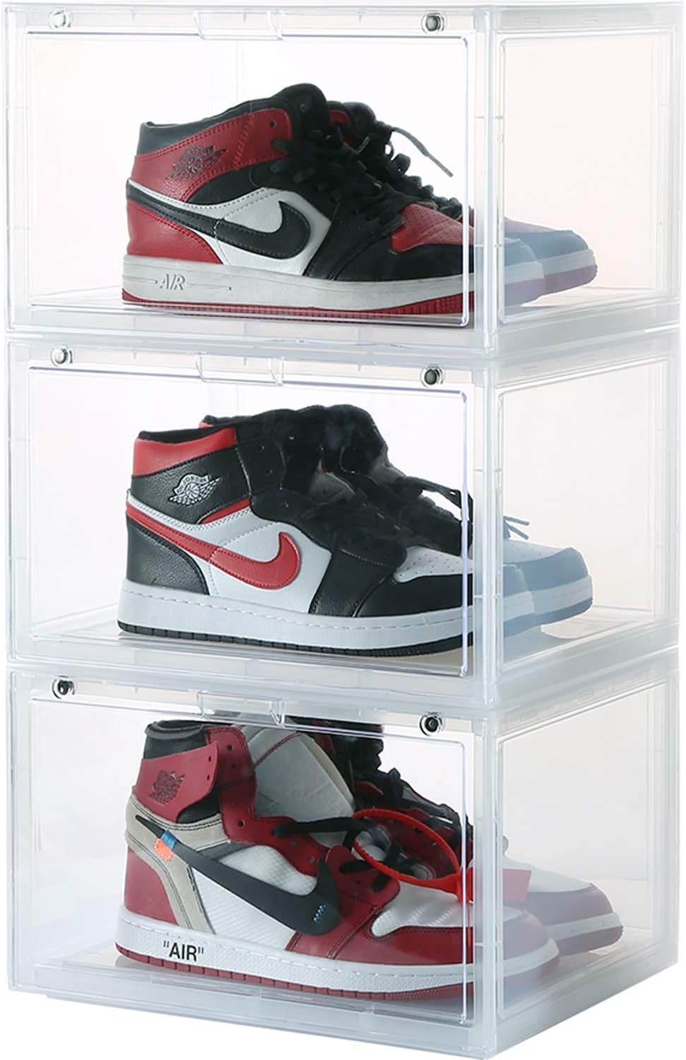 stackable clear shoe drawers on Amazon Com Stackable Shoe Organizer Clear Plastic 3 Pack Shoe Boxes For Display Shoes Sneakers Storage Clear Home Kitchen