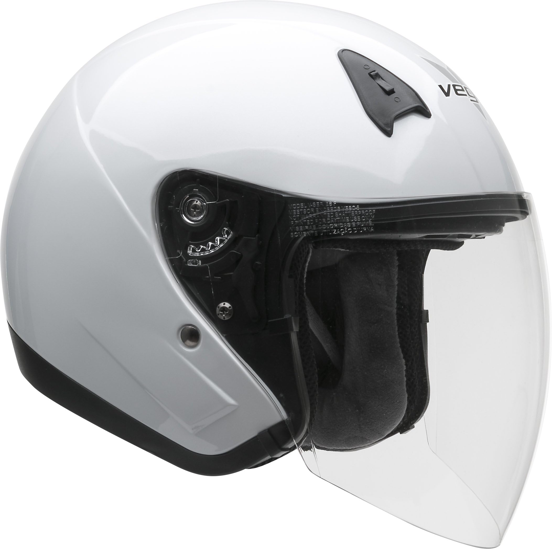 Vega Helmets VTS1 Open Face Motorcycle Helmet with Inner Sunshield – DOT Certified Full Face Shield & Visor Motorbike Helmet for Cruisers Street Bike Scooter Touring Moped Moto (Pearl White, X-Small)
