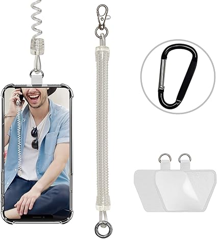 Amazon Takyu スマホ カラビナ 携帯ストラップ 鍵 工具 キーチェーン バネ 盗難防止 落下防止 のびる コイル カールコード クリア Takyu ストラップ マスコット