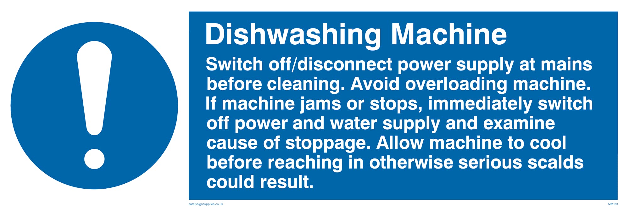 Pack of five - Dishwashing Machine Rules Sign - 300x100mm - L31