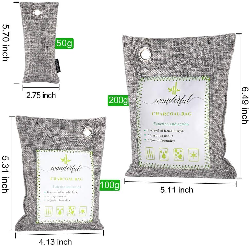 Angbo Activated Bamboo Charcoal Air Purifying Bags for Home, Car and Office, 8 Packs: Home & Kitchen