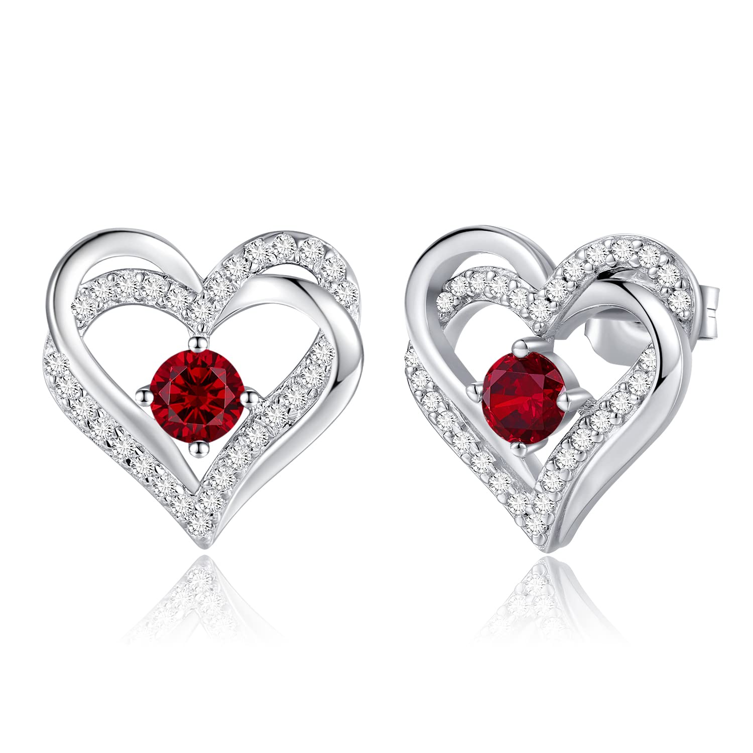 CDE Women Earrings 925 Sterling Silver Heart Stud Jewellery for Women Christmas Anniversary Birthday Jewelry Gifts for Her