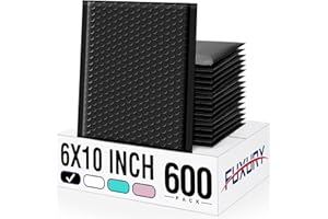 Fuxury Bubble Mailers 6x10“ 600 Pack Black Padded Envelopes Usable Size 6x9" Thick Mailing Envelopes Bubble Padded, Shipping Bags for Mailing,Packaging, Small Business, Boutique, Bulk #0