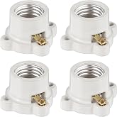 Saysurey 4 Pcs E26 Light Socket Porcelain Lamp Holder Medium Base | Keyless Cleat Bulb Socket with Two Hole Flanged Mounting, 660w 250v Rated for Home Room Garage Closet Indoor Outdoor Lighting