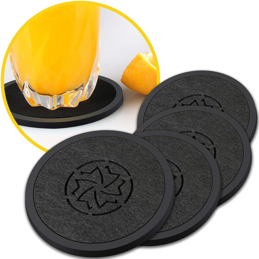 DAXANZ Rubber Felt Coasters,Absorbs Moisture and Prevents Table Damage,Modern Coaster with Non-Slip Multi-Use: Trivet, Jar Opener, Soap Dispenser Holder, Drink Protector,Tabletop Protection(NO HOLDER)