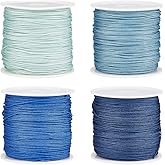 SUNNYCLUE 197 Yards 4 Colors Nylon String Blue Chinese Knotting Nylon Cord 0.8mm Nylon String Bead Cord Nylon Beading Thread Nylon String for Bracelets Woven Kumihimo Friendship Bracelet Wind Chime