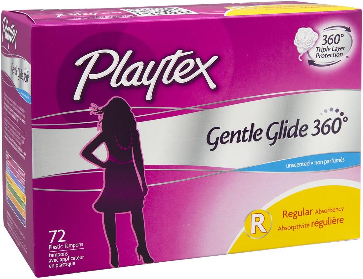Playtex Simply Gentle Glide Unscented Regular Absorbency Tampons with 360 Protection, 72 Count: Health & Personal Care