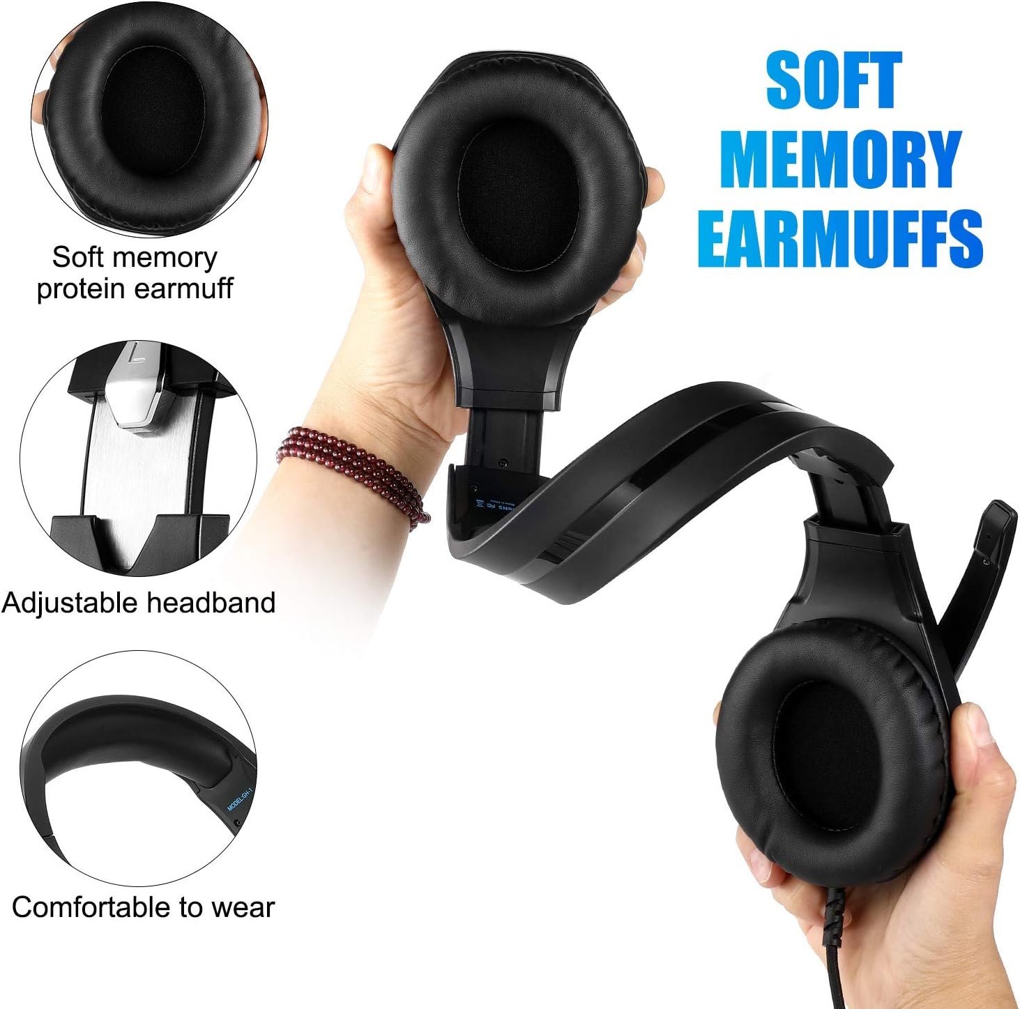 Pacrate Gaming Headset for PS4, Xbox One, with Noise Cancelling Mic - Pro Stereo Surround Sound Over Ear Gaming Headphones with LED Lights for Mac, Laptop, PC: Computers & Accessories