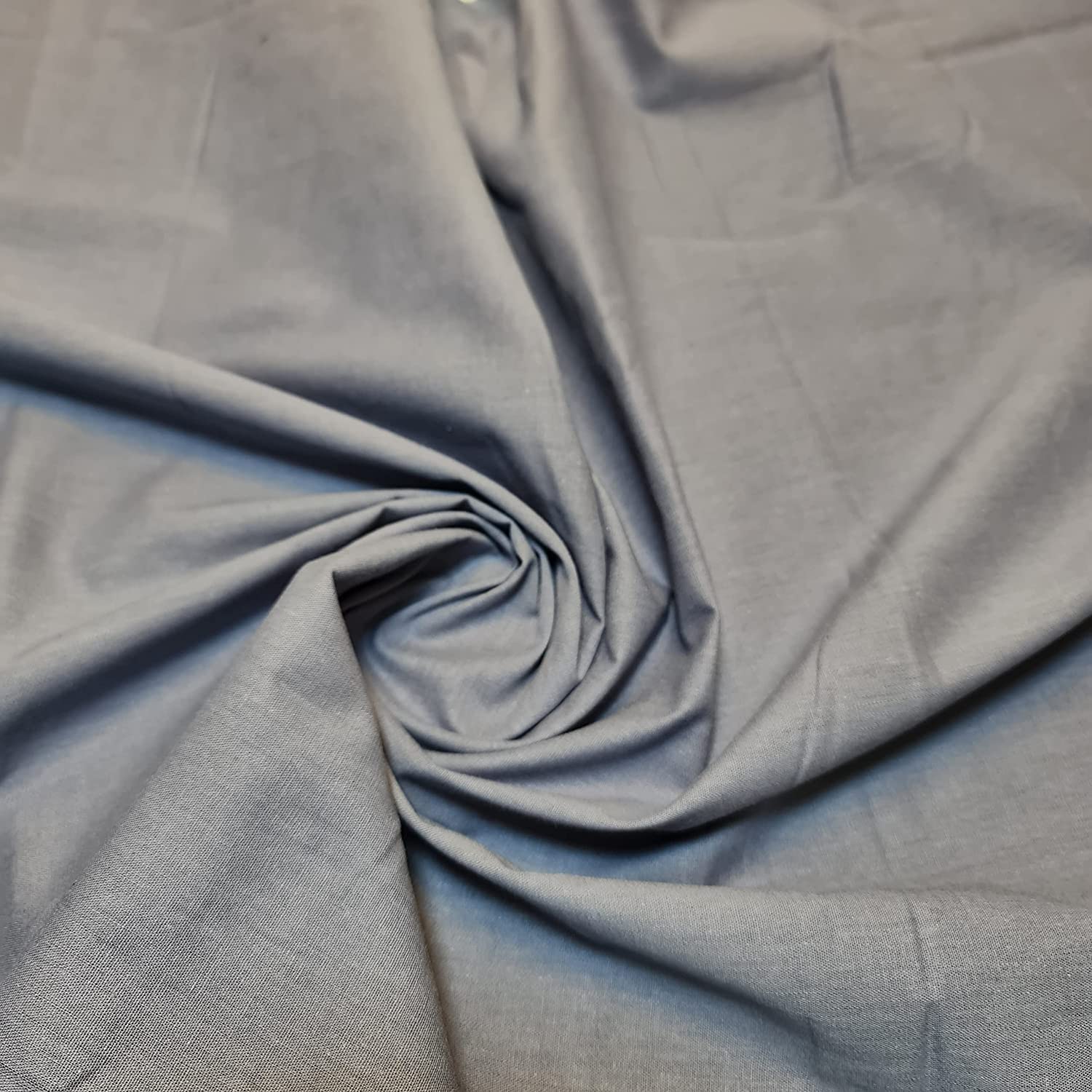Plain 100% Cotton Egyptian Cambric Poplin Craft Soft Dress Material Fabric 44" (5 Meter, (New) New Blue)