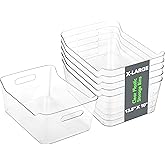 Tiawudi 6 Pack Plastic Storage Bins, Extra Large Pantry Organizer, 13.5" x 10" Clear Storage Containers and Organizer Bins, Multi-Use Bins for Home, Kitchen, Closet and Cabinet