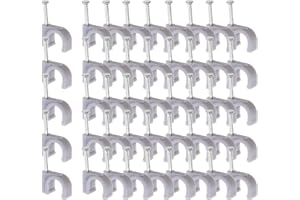 BUTIFULSIC 100pcs Gray Nail-in Cable Clips 8mm Round Steel Wire Staples for Electrical Cable Management