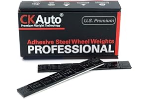 CKAuto 1/4oz, 0.25oz, Black Adhesive Stick on Wheel Weights, Easy Peel, Low Profile, US OEM Quality, 60 oz/Box (240pcs)