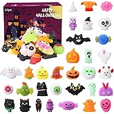 32 Pcs Halloween Random Mochi Squishy Toys, Party Favors Goodie Bags Stuffers for Kids, Stress Relief Halloween Treats Non Candy Classroom Prizes Fidgets Toys for Trick or Treat Gifts