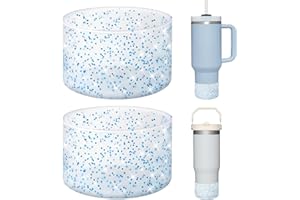 WUQID 2 Pack Bling Silicone Boot Compatible with Stanley Quencher Adventure 40oz & Stanley IceFlow 20oz 30oz, Reduces Dents Protective Silicone Water Bottle Bottom Cover Sleeve