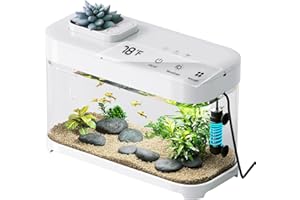 RED TAIL FISH Smart Fish Tank Aquarium 3 Gallon with Heater, Temperature Monitor, 3 Stage Filtration, 8 Color Lighting, Aquarium Siphon, Small Betta Tank Kit, Acrylic