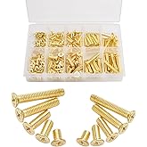 INCREWAY Machine Screws, 160 Pcs M4 M5 10 Sizes Brass Flat-Head Bolts Phillips Drive Machine Screws Assortment Kit