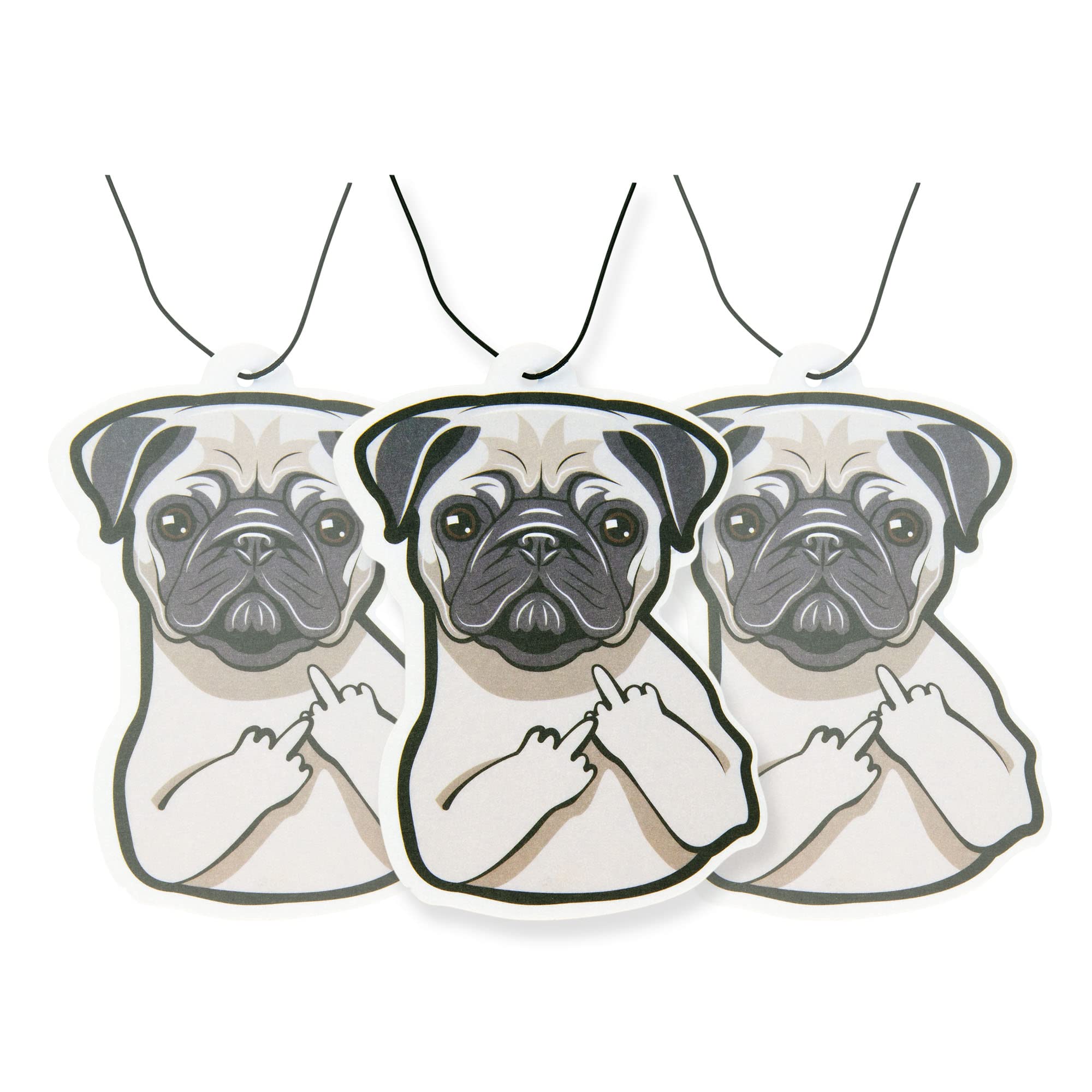 Fresh Fresheners Dog Car Air Freshener 3 Pack Pug Scented with Essential Oils