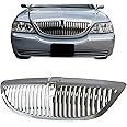 JustDrivably Replacement Parts Front Grille Grill Assembly With Chrome Shell And Insert Compatible With Lincoln Town Car 2003 2004 2005 2006 2007 2008 2009 2010 2011