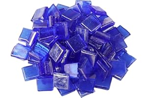 OAKBUD 260 Pieces/200g Square Glass 1x1 cm Mosaic Tiles for Crafts Glass Mosaic for Jewelry Making (Glass Blue)
