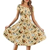 TOFRIMADE Dress for Women Short Sleeve Dress Casual Ruffle Puff Dresses High Waist Midi Dresses Formal A Line Guest Dress