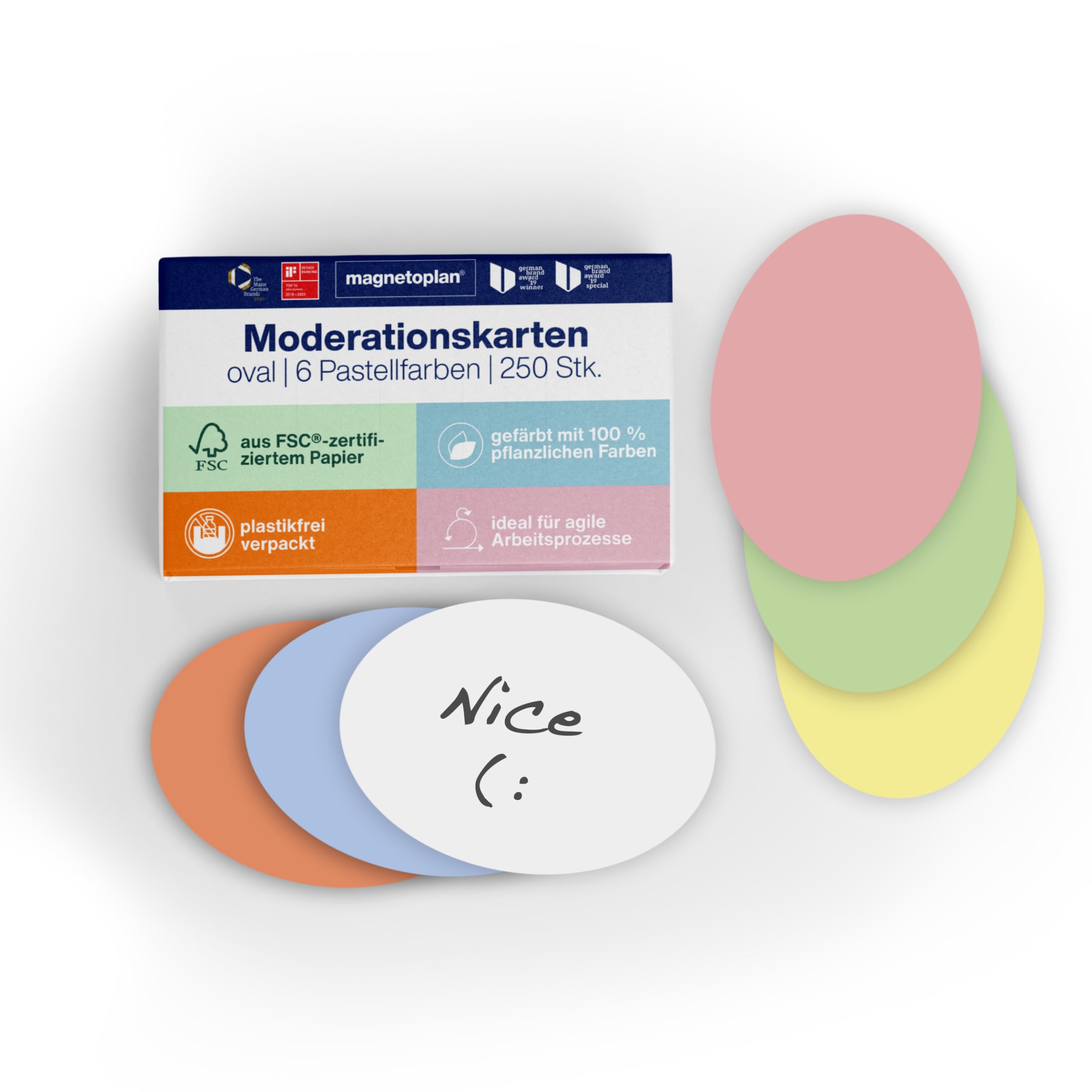 Magnetoplan 112501910 Presentation Cards Oval Assorted Colours