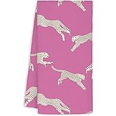 Jvpke Pink Leopard Kitchen Towels - Cheetah Decor,Retro Cheetah Leopard Bathroom Pink Kitchen Decor,Preppy Pink Hand Dish Tea Towels 16×24 Inch