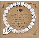 Kivosliviz Gigi Gifts for Mothers Day Jewelry Grandson Grandkids Women Present Gigi Beaded Bracelet